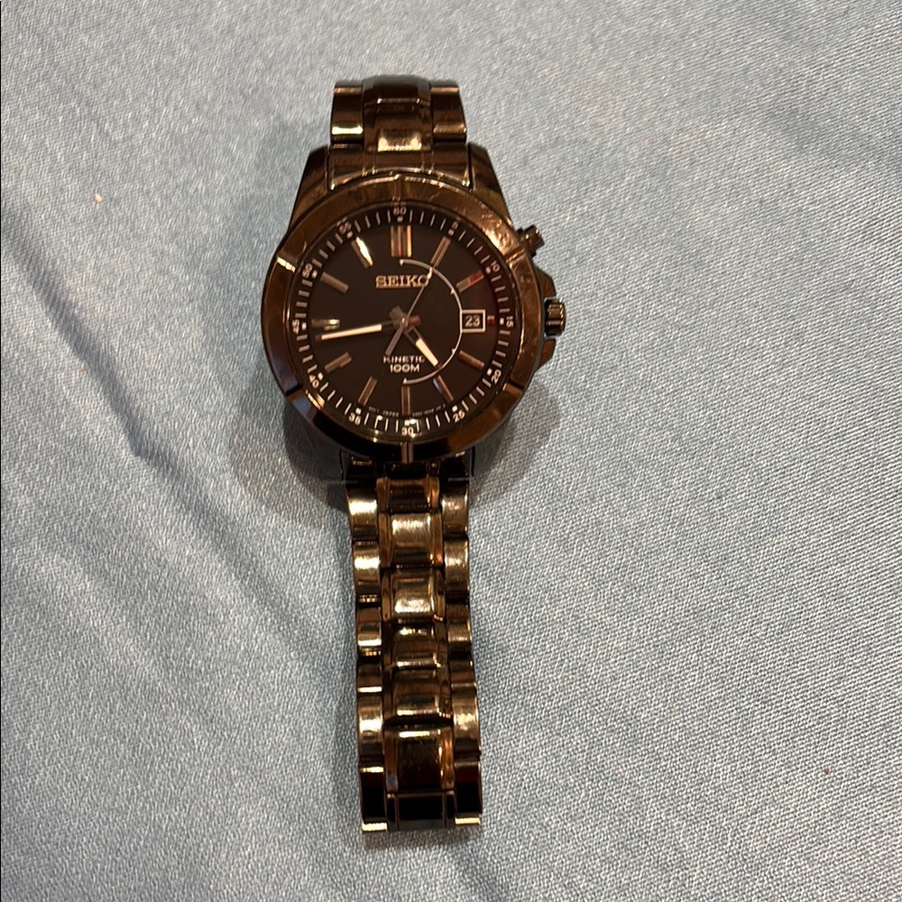 Seiko Black Stainless Steel Watch